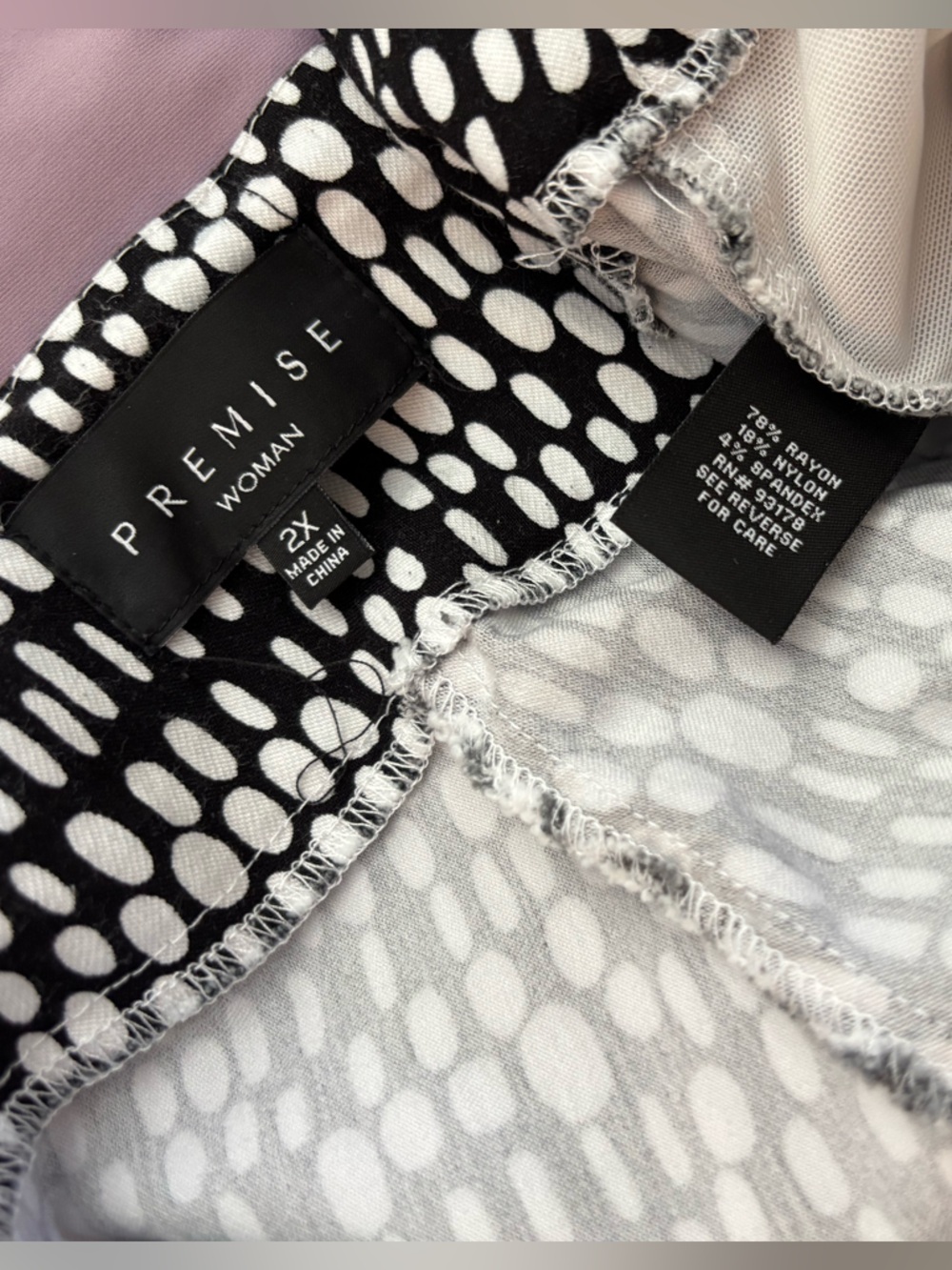 Premise Black White Print Pull On Career Pants 2X Stretch Office Chic - Picture 3 of 6